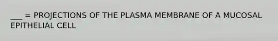 ___ = PROJECTIONS OF THE PLASMA MEMBRANE OF A MUCOSAL EPITHELIAL CELL