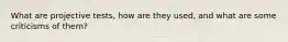 What are projective tests, how are they used, and what are some criticisms of them?