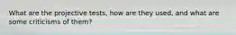 What are the projective tests, how are they used, and what are some criticisms of them?
