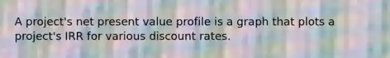 A project's net present value profile is a graph that plots a project's IRR for various discount rates.