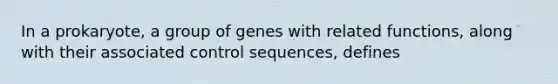 In a prokaryote, a group of genes with related functions, along with their associated control sequences, defines