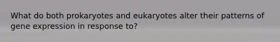 What do both prokaryotes and eukaryotes alter their patterns of <a href='https://www.questionai.com/knowledge/kFtiqWOIJT-gene-expression' class='anchor-knowledge'>gene expression</a> in response to?