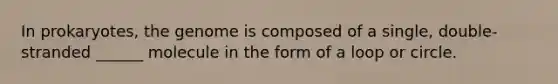 In prokaryotes, the genome is composed of a single, double-stranded ______ molecule in the form of a loop or circle.