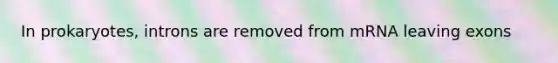 In prokaryotes, introns are removed from mRNA leaving exons