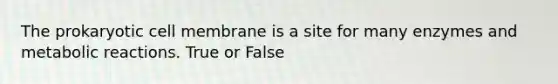 The prokaryotic cell membrane is a site for many enzymes and metabolic reactions. True or False