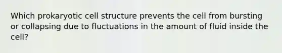 Which prokaryotic cell structure prevents the cell from bursting or collapsing due to fluctuations in the amount of fluid inside the cell?