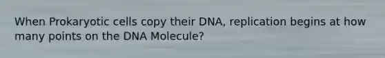 When Prokaryotic cells copy their DNA, replication begins at how many points on the DNA Molecule?