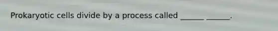 Prokaryotic cells divide by a process called ______ ______.