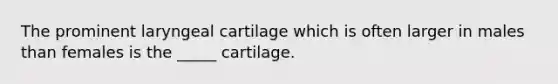 The prominent laryngeal cartilage which is often larger in males than females is the _____ cartilage.