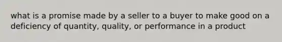 what is a promise made by a seller to a buyer to make good on a deficiency of quantity, quality, or performance in a product