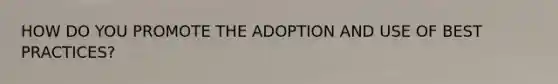 HOW DO YOU PROMOTE THE ADOPTION AND USE OF BEST PRACTICES?