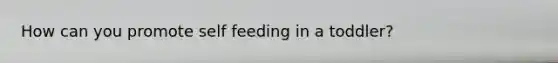 How can you promote self feeding in a toddler?