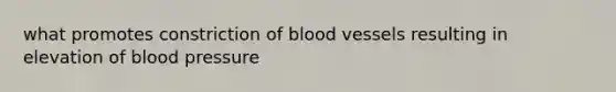 what promotes constriction of blood vessels resulting in elevation of blood pressure