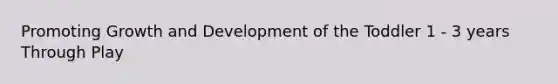 Promoting Growth and Development of the Toddler 1 - 3 years Through Play