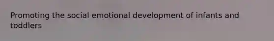 Promoting the social emotional development of infants and toddlers