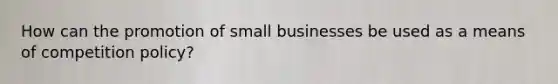 How can the promotion of small businesses be used as a means of competition policy?