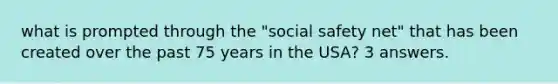 what is prompted through the "social safety net" that has been created over the past 75 years in the USA? 3 answers.