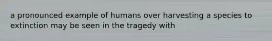 a pronounced example of humans over harvesting a species to extinction may be seen in the tragedy with