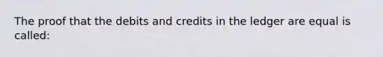 The proof that the debits and credits in the ledger are equal is called: