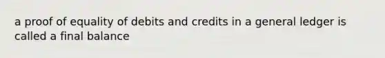 a proof of equality of debits and credits in a general ledger is called a final balance