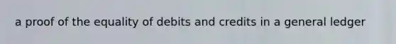 a proof of the equality of debits and credits in a general ledger