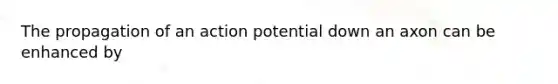 The propagation of an action potential down an axon can be enhanced by