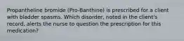 Propantheline bromide (Pro-Banthine) is prescribed for a client with bladder spasms. Which disorder, noted in the client's record, alerts the nurse to question the prescription for this medication?