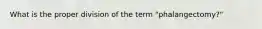 What is the proper division of the term "phalangectomy?"