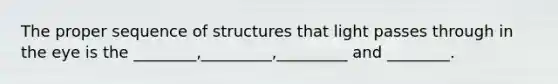 The proper sequence of structures that light passes through in the eye is the ________,_________,_________ and ________.