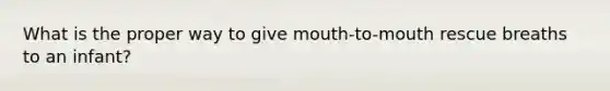 What is the proper way to give mouth-to-mouth rescue breaths to an infant?