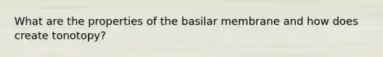 What are the properties of the basilar membrane and how does create tonotopy?