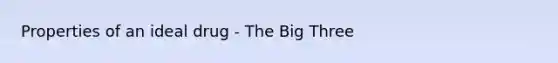 Properties of an ideal drug - The Big Three