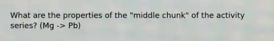 What are the properties of the "middle chunk" of the activity series? (Mg -> Pb)