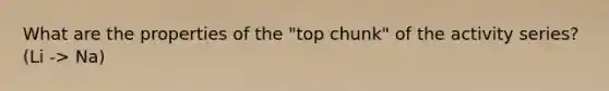 What are the properties of the "top chunk" of the activity series? (Li -> Na)