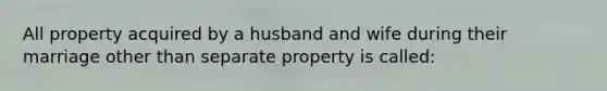 All property acquired by a husband and wife during their marriage other than separate property is called: