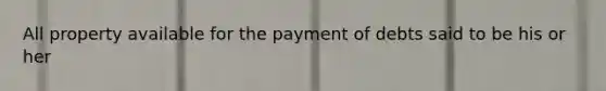 All property available for the payment of debts said to be his or her