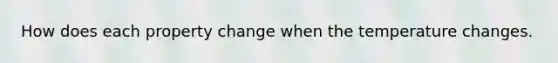 How does each property change when the temperature changes.