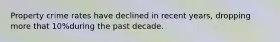 Property crime rates have declined in recent years, dropping more that 10%during the past decade.