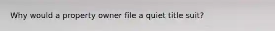 Why would a property owner file a quiet title suit?