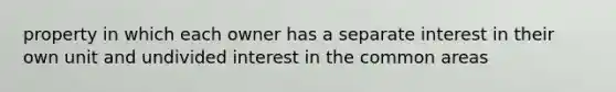 property in which each owner has a separate interest in their own unit and undivided interest in the common areas