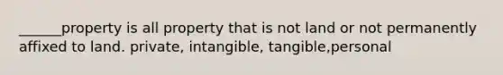 ______property is all property that is not land or not permanently affixed to land. private, intangible, tangible,personal