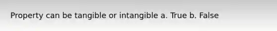 Property can be tangible or intangible a. True b. False