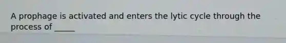 A prophage is activated and enters the lytic cycle through the process of _____