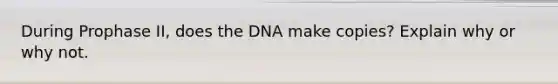 During Prophase II, does the DNA make copies? Explain why or why not.