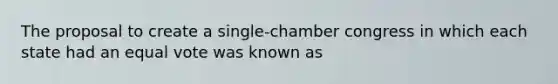 The proposal to create a single-chamber congress in which each state had an equal vote was known as