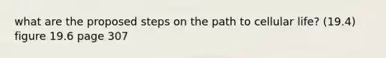 what are the proposed steps on the path to cellular life? (19.4) figure 19.6 page 307