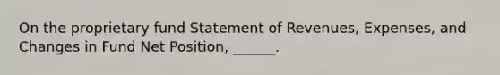 On the proprietary fund Statement of Revenues, Expenses, and Changes in Fund Net Position, ______.