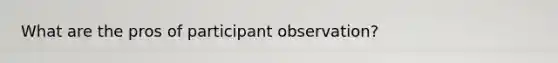 What are the pros of participant observation?