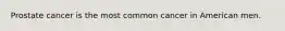 Prostate cancer is the most common cancer in American men.