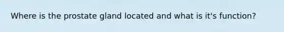 Where is the prostate gland located and what is it's function?